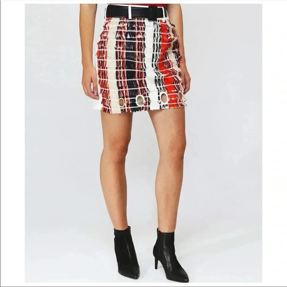 SELF PORTRAIT Striped Fringe Skirt Size 4 NWT - Picture 9 of 15